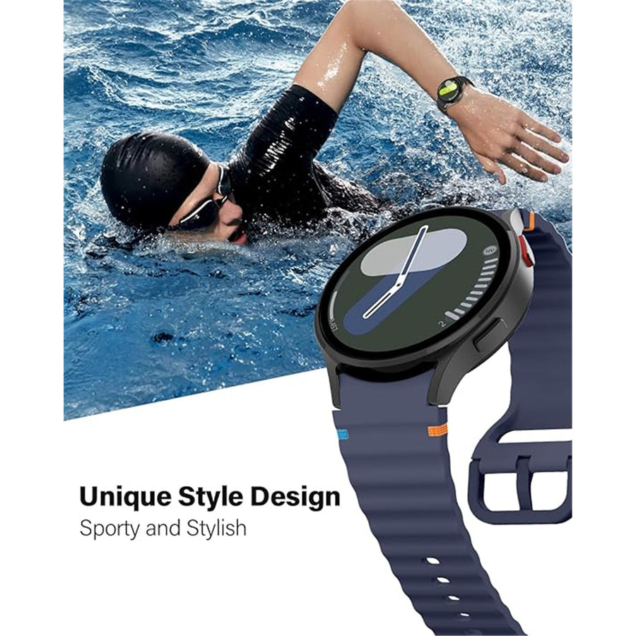 Silicone Galaxy Watch7 Strap 20mm (M/L) - Navy Blue Compatible with Galaxy Watch6 / 5 / 4 Series