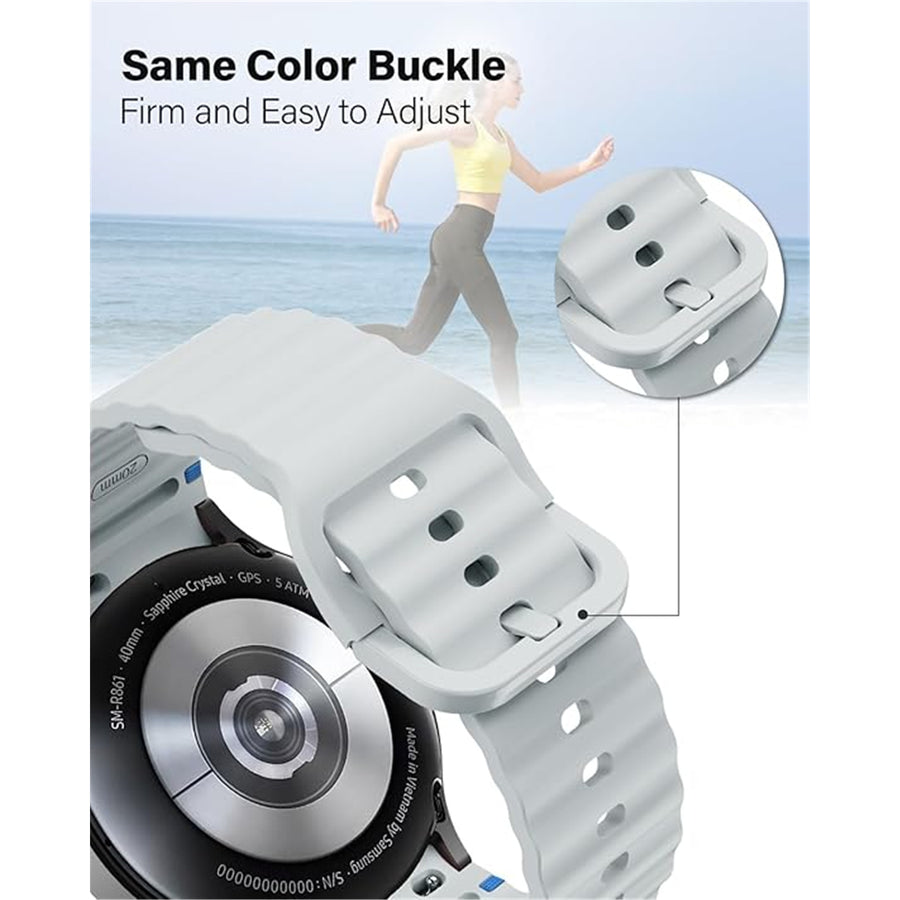 Silicone Galaxy Watch7 Strap 20mm (M/L) - Silver Compatible with Galaxy Watch6 / 5 / 4 Series