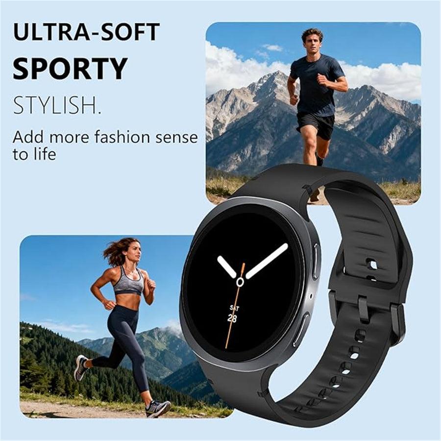 Silicone Galaxy Watch8 Strap 22mm (M/L) - Black - Compatible with Galaxy Watch 8 40mm/Galaxy Watch 8 44mm/Galaxy Watch 8 Classic 46mm