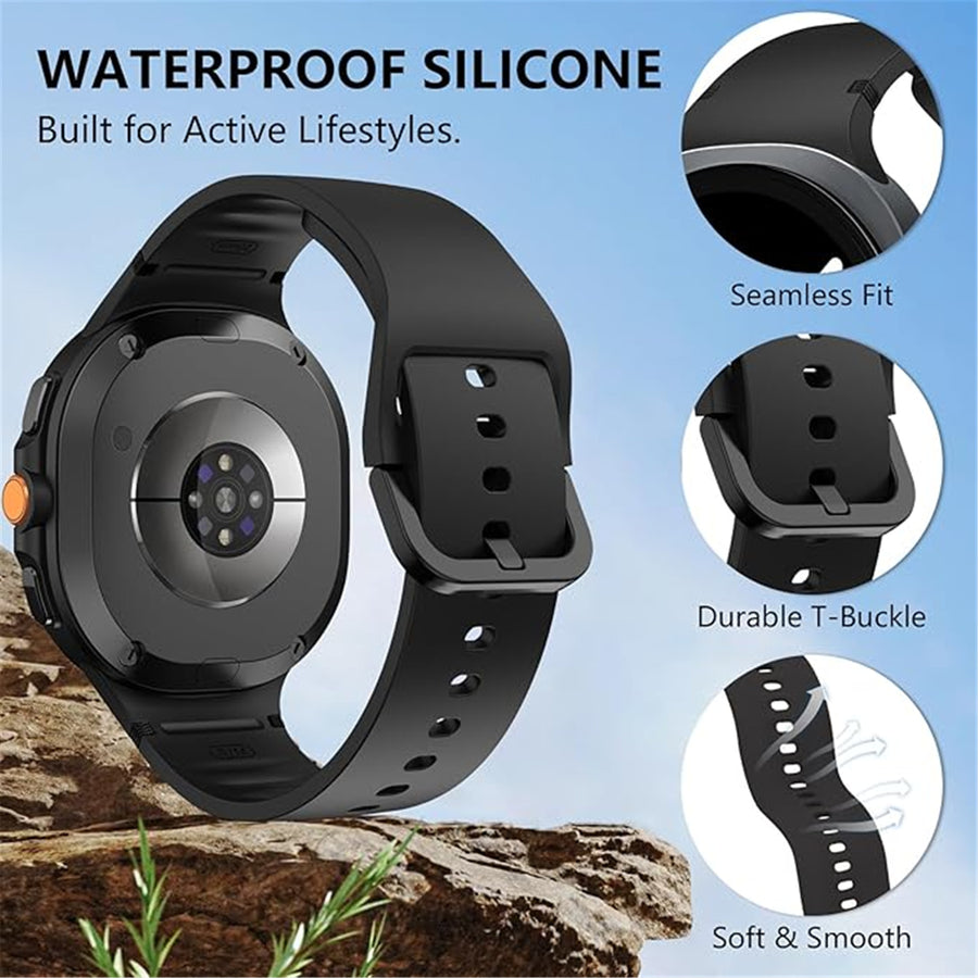 Silicone Galaxy Watch8 Strap 22mm (M/L) - Black - Compatible with Galaxy Watch 8 40mm/Galaxy Watch 8 44mm/Galaxy Watch 8 Classic 46mm