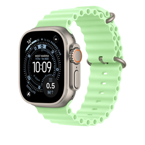49mm/46mm/45mm/44mm - Green Silicone Ripple Strap for Apple Watch , Compatible with Apple Watch Ultra 1/2/3, Series 11/10/9/8/7/6/SE/5/4/3/2/1