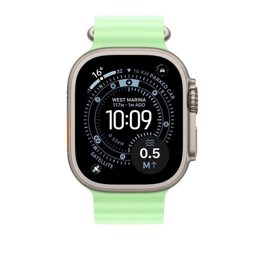 49mm/46mm/45mm/44mm - Green Silicone Ripple Strap for Apple Watch , Compatible with Apple Watch Ultra 1/2/3, Series 11/10/9/8/7/6/SE/5/4/3/2/1