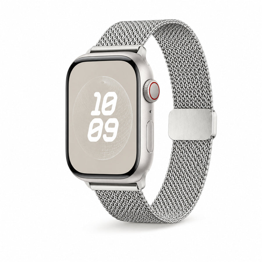 49mm/46mm/45mm/44mm - Silver Buckle Staniless steel Strap for Apple Watch - Compatible with Apple Watch Ultra 1/2/3, Series 11/10/9/8/7/6/SE/5/4/3/2/1