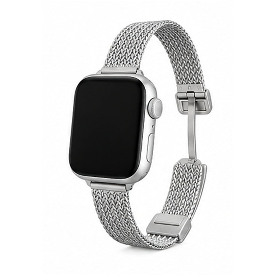 49mm/46mm/45mm/44mm - Silver Buckle Staniless steel Strap for Apple Watch - Compatible with Apple Watch Ultra 1/2/3, Series 11/10/9/8/7/6/SE/5/4/3/2/1