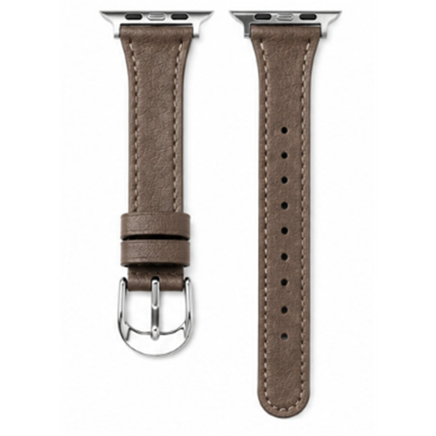 49mm/46mm/45mm/44mm - Elephant Grey PU Leather Strap with Silver Buckle for Apple Watch - Compatible with Apple Watch Ultra 1/2/3, Series 11/10/9/8/7/6/SE/5/4/3/2/1
