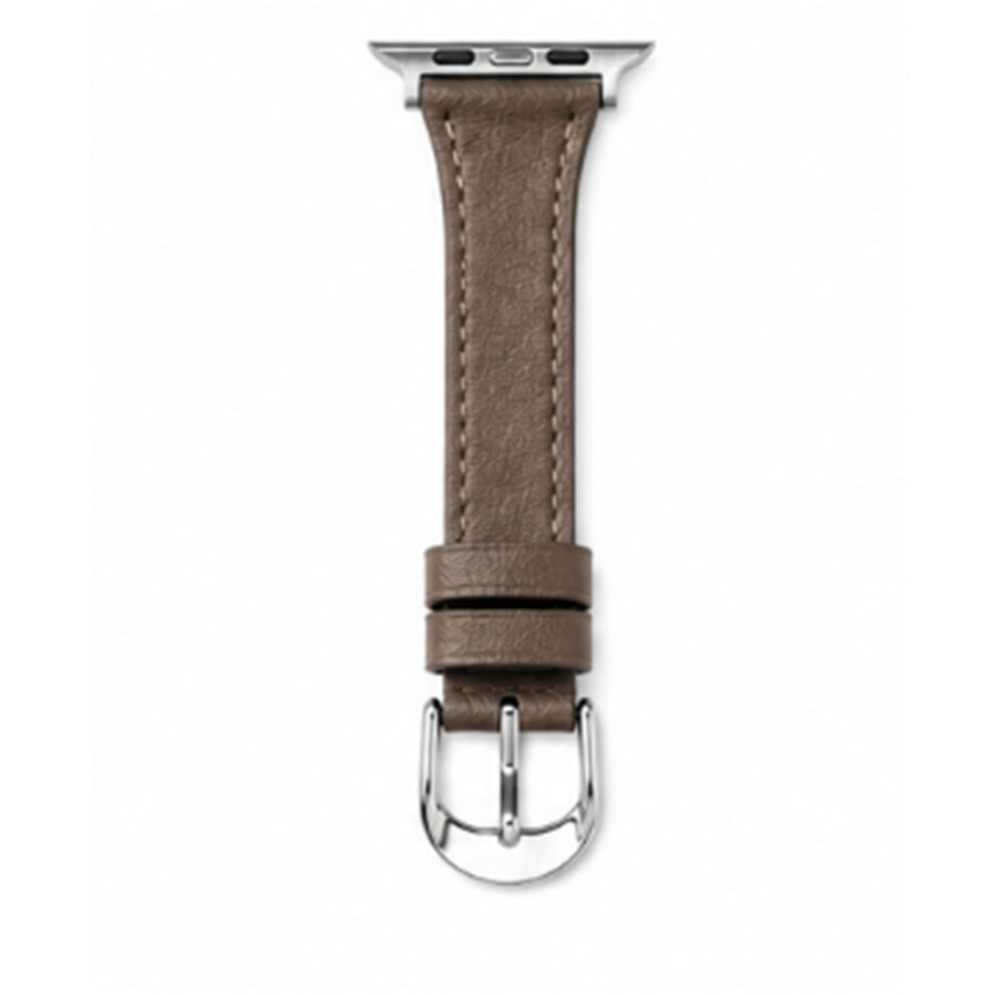49mm/46mm/45mm/44mm - Elephant Grey PU Leather Strap with Silver Buckle for Apple Watch - Compatible with Apple Watch Ultra 1/2/3, Series 11/10/9/8/7/6/SE/5/4/3/2/1