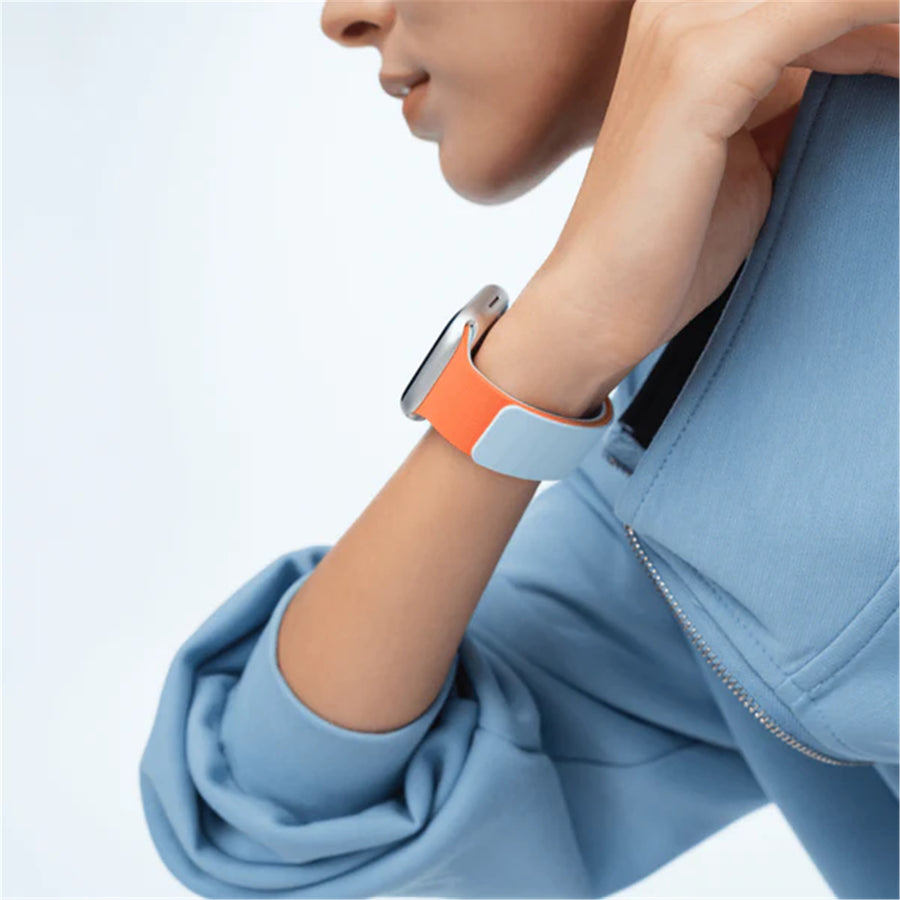 MOFT Apple Watch Band - Silicone - Wake Orange x Swell Blue - 42/41/40/38mm - Compatible with Apple Watch Series 11/10/9/8/7/6/SE/5/4/3/2/1/SE