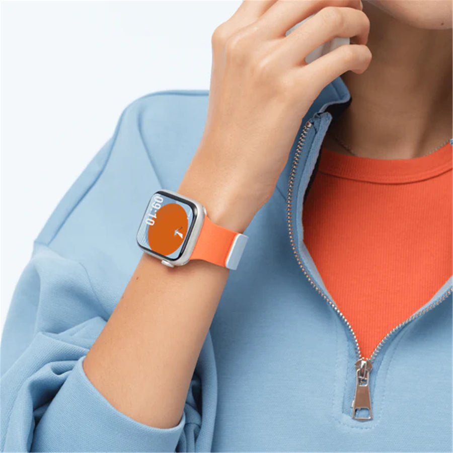 MOFT Apple Watch Band - Silicone - Wake Orange x Swell Blue - 42/41/40/38mm - Compatible with Apple Watch Series 11/10/9/8/7/6/SE/5/4/3/2/1/SE