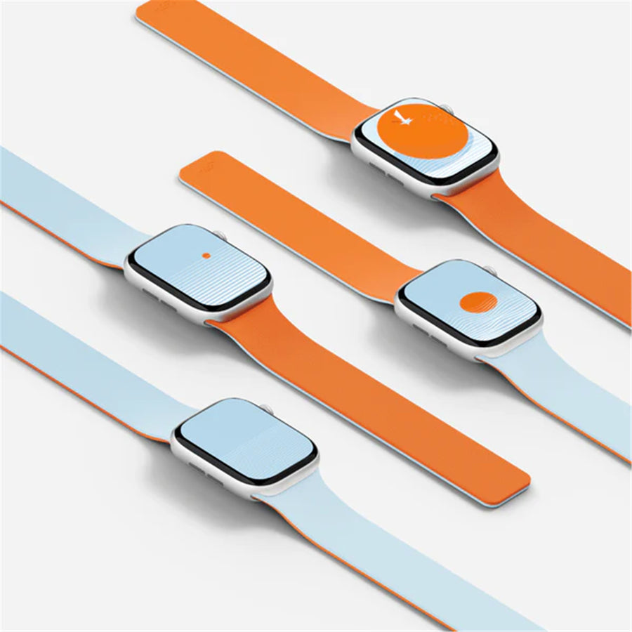 MOFT Apple Watch Band - Silicone - Wake Orange x Swell Blue - 49/46/45/44mm - Compatible with Apple Watch Ultra 1/2/3, Series 11/10/9/8/7/6/SE/5/4/3/2/1