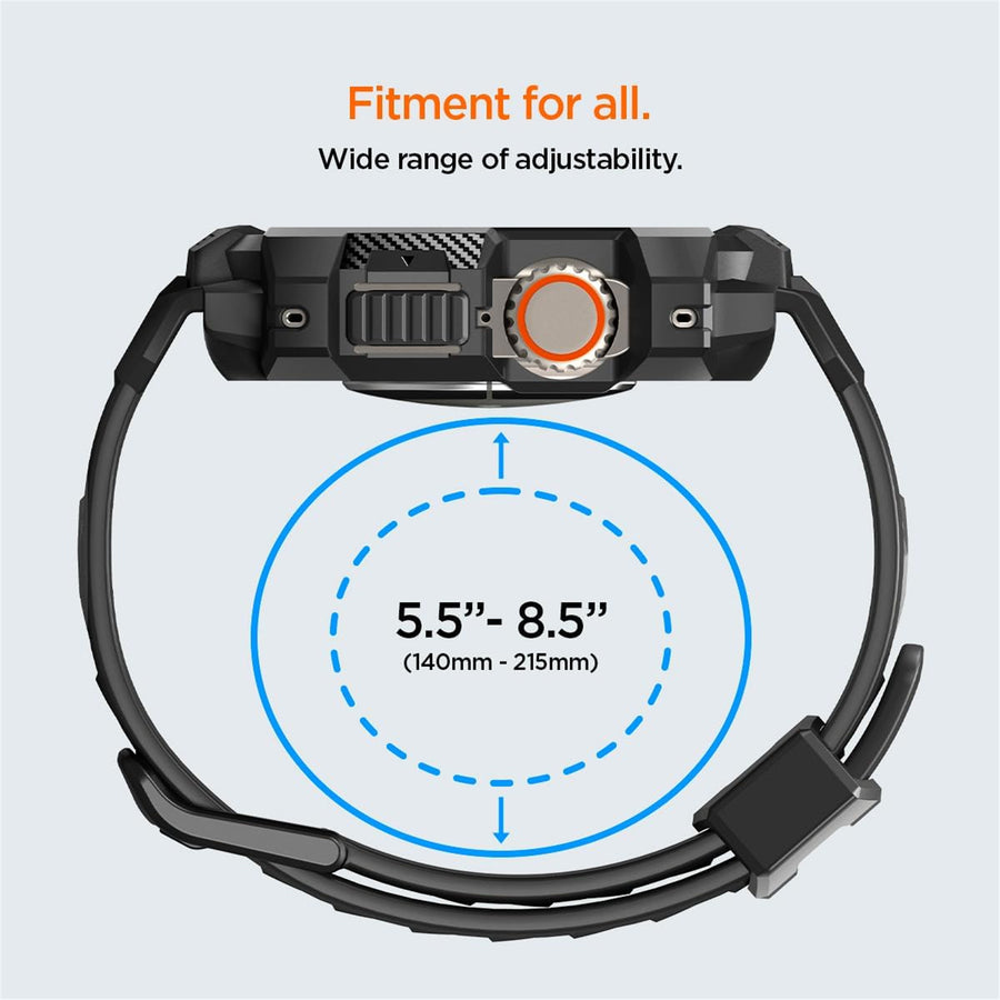 Spigen Apple Watch Ultra 3, 2 & 1 (49mm) Rugged Armor Pro Case with Strap - Black, Everyday Scratch Protection, Flexible security,  Shock-absorbent layer