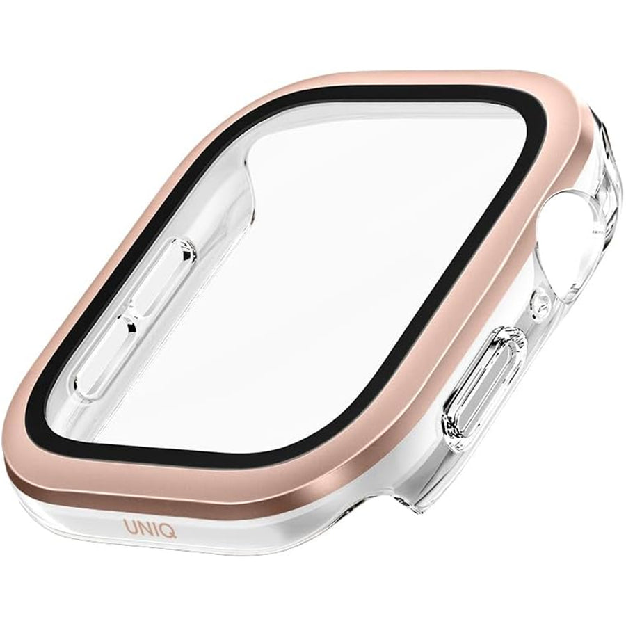 Uniq Apple Watch Series 11 (42mm) / Series 10 (42mm) Voute Watch Case - Rose Gold - 9H Curved Tempered Glass Screen Protector - Slim PC bumper
