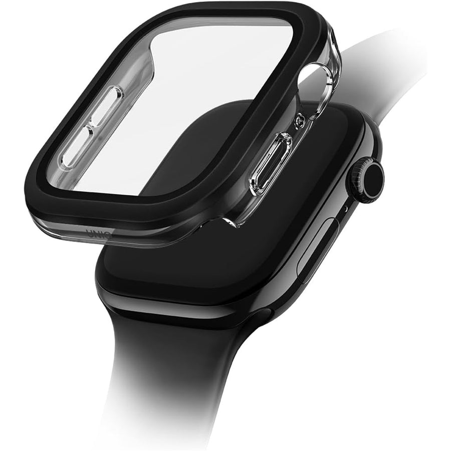 Uniq Apple Watch Series 11 (42mm) / Series 10 (42mm) Voute Watch Case - Black - 9H Curved Tempered Glass Screen Protector - Slim PC bumper