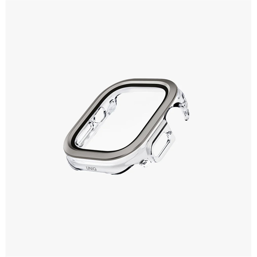 Uniq Apple Watch Ultra 3 / Ultra 2 49mm Voute Watch Case - Titanium Silver , 9H Curved Tempered Glass Screen Protector , Slim PC bumper