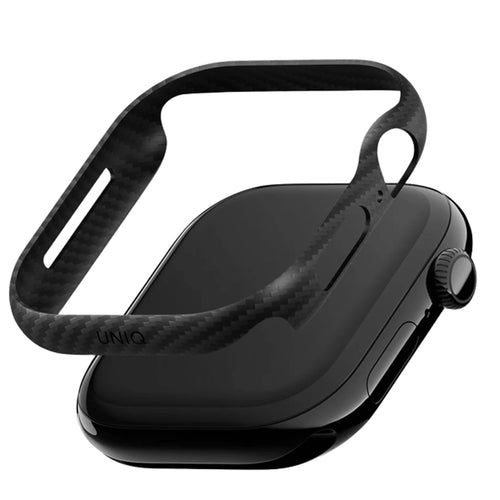 Uniq Keva Verge Watch Case 46MM - Carbon Black - Ultra-slim - Featherlight - Crafted with 100% Aramid Fiber - Impact-Guard Bumper for Superior 360° Edge Protection