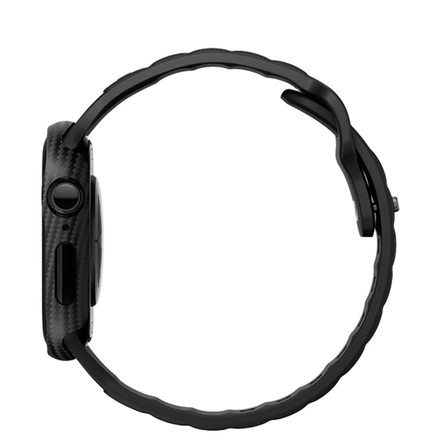 Uniq Keva Verge Watch Case 46MM - Carbon Black - Ultra-slim - Featherlight - Crafted with 100% Aramid Fiber - Impact-Guard Bumper for Superior 360° Edge Protection