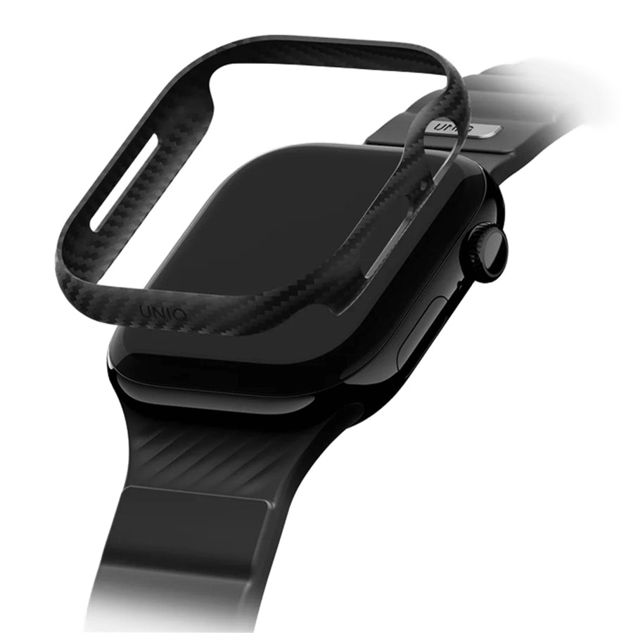 Uniq Keva Verge Watch Case 46MM - Carbon Black - Ultra-slim - Featherlight - Crafted with 100% Aramid Fiber - Impact-Guard Bumper for Superior 360° Edge Protection