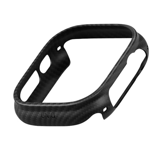 Uniq Keva Verge Watch Case 49MM - Carbon Black - Ultra-slim - Featherlight - Crafted with 100% Aramid Fiber - Impact-Guard Bumper for Superior 360° Edge Protection