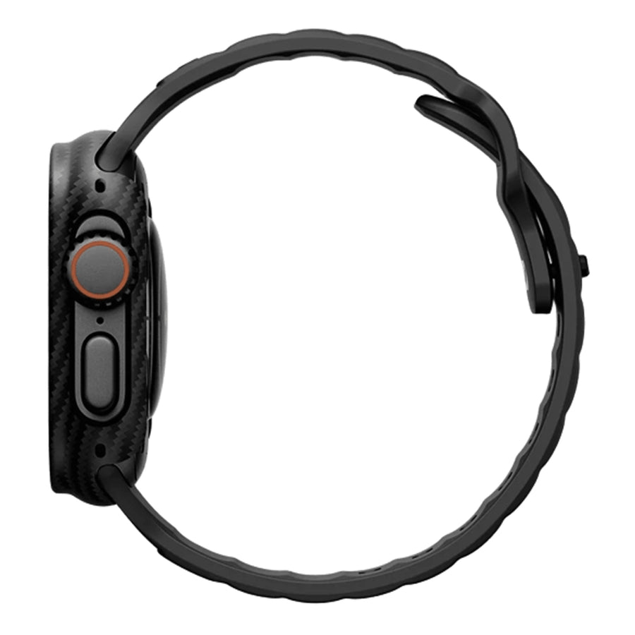 Uniq Keva Verge Watch Case 49MM - Carbon Black - Ultra-slim - Featherlight - Crafted with 100% Aramid Fiber - Impact-Guard Bumper for Superior 360° Edge Protection