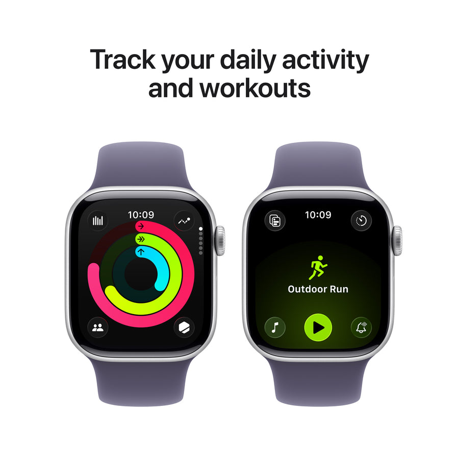 MF8H4X/A - Apple Watch Series 11GPS + Cellular 42mm Silver Aluminium Case with Purple Fog Sport Band