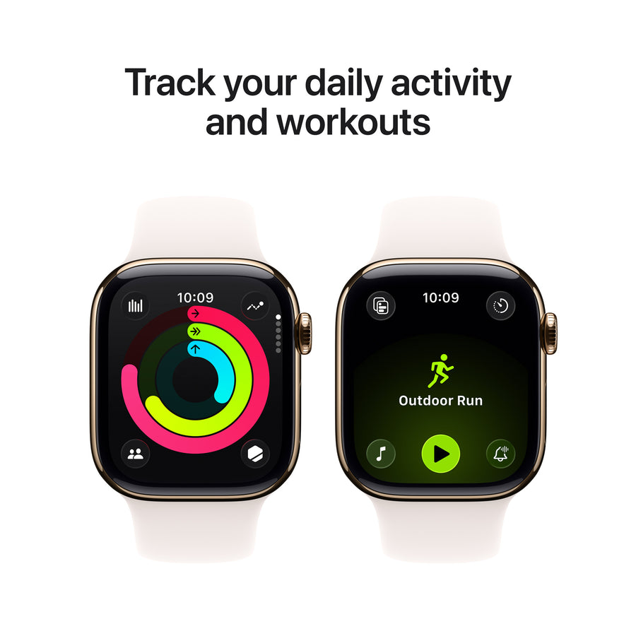 MF8W4X/A - Apple Watch Series 11GPS + Cellular 42mmGold Titanium Case with Light Blush Sport Band -