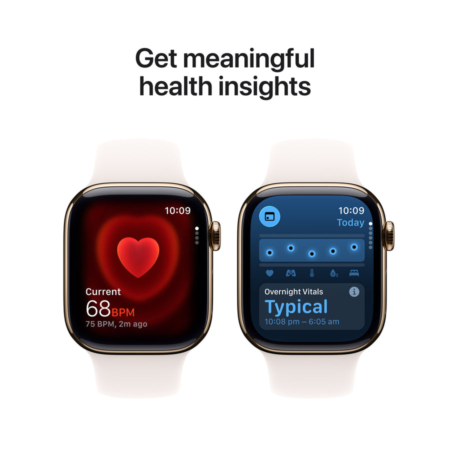 MF8W4X/A - Apple Watch Series 11GPS + Cellular 42mmGold Titanium Case with Light Blush Sport Band -