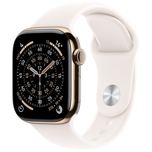 MF8W4X/A - Apple Watch Series 11GPS + Cellular 42mmGold Titanium Case with Light Blush Sport Band -