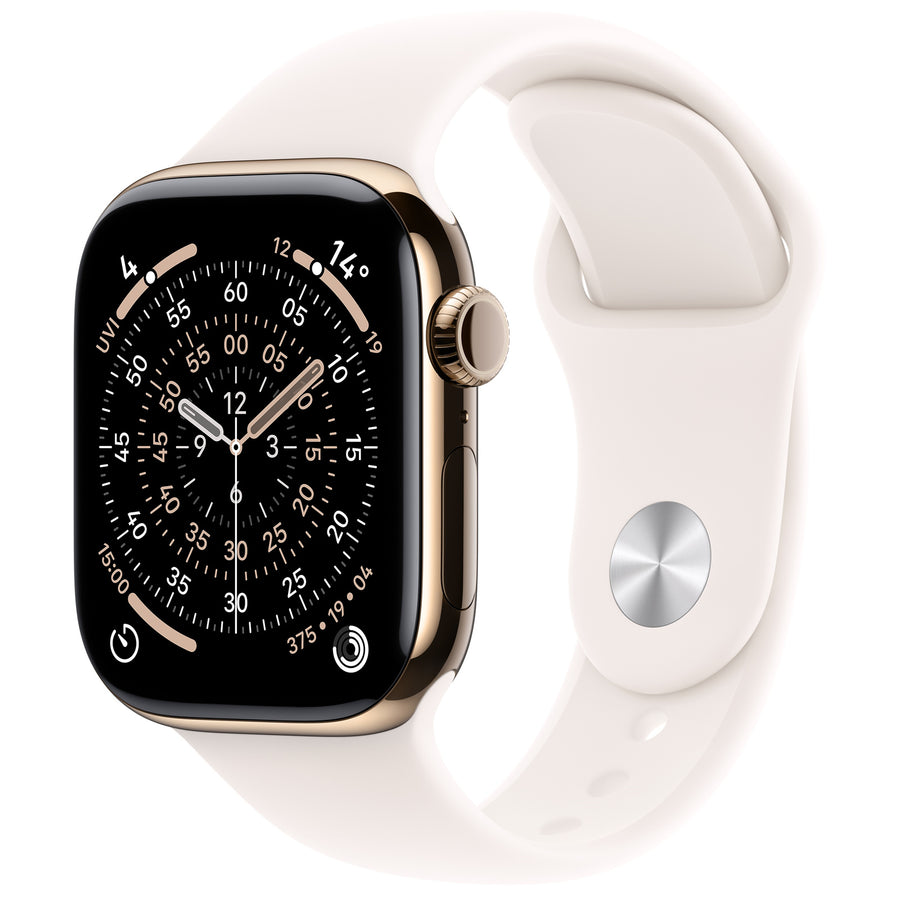 MF8W4X/A - Apple Watch Series 11GPS + Cellular 42mmGold Titanium Case with Light Blush Sport Band -