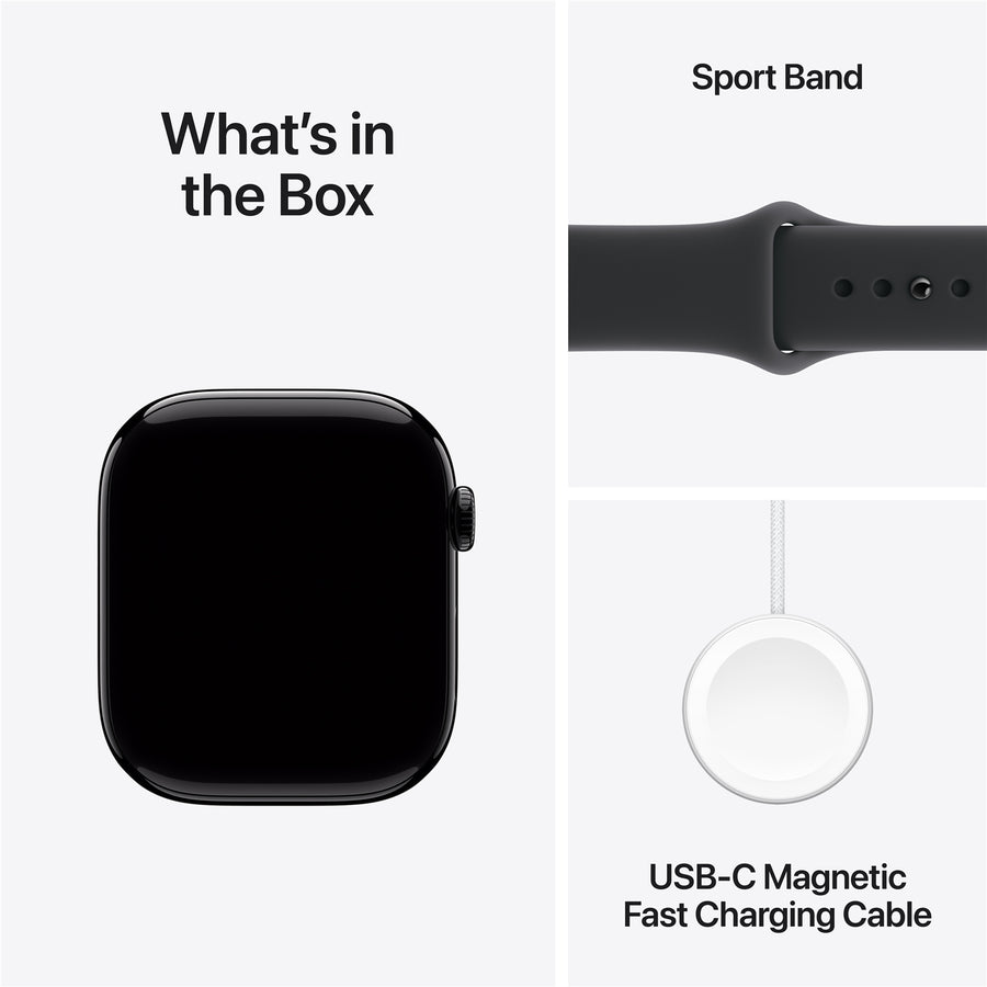 MEUX4X/A - Apple Watch Series 11GPS46mmJet Black Aluminium Case with Black Sport Band - M/L