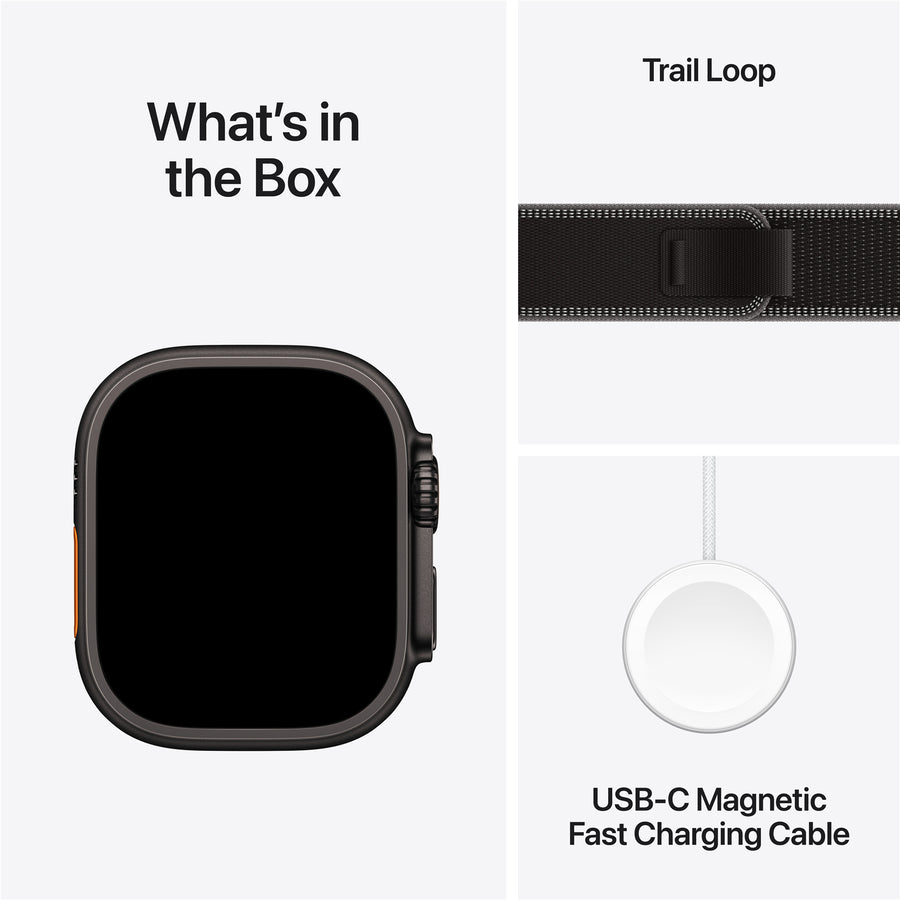 MF1D4X/A - Apple Watch Ultra 3GPS + Cellular49mmBlack Titanium Case with Black/Charcoal Trail Loop