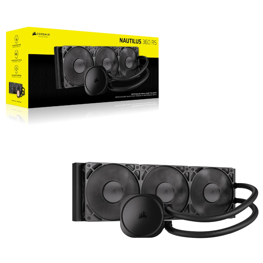 Corsair NAUTILUS 360 360mm AiO Water Cooler with RS120 high airflow low noise fans, For Intel Socket LGA 1851 / 1700, AMD AM5 / AM4