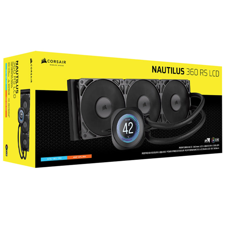 Corsair NAUTILUS 360 LCD 360mm AiO Water Cooler with RS120 high airflow low noise fans, For Intel Socket LGA 1851 / 1700, AMD AM5 / AM4