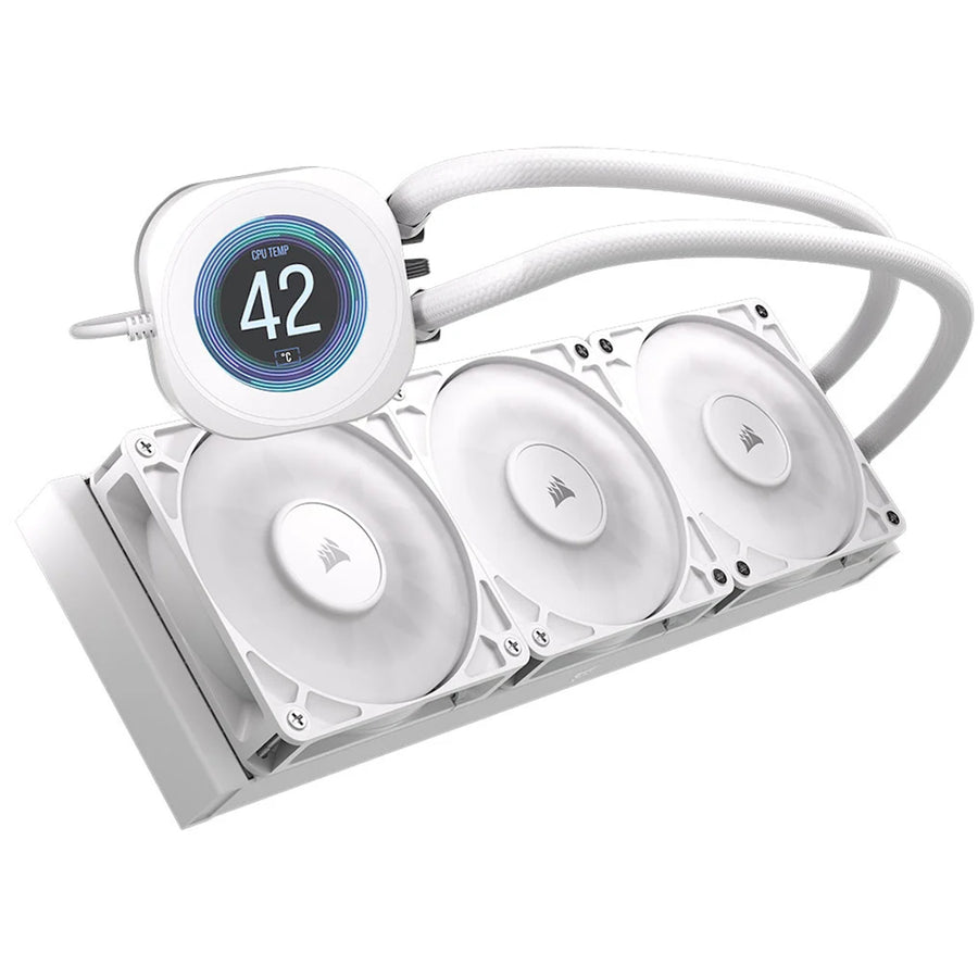 Corsair NAUTILUS 360 LCD WHITE 360mm AiO Water Cooler with RS120 high airflow low noise fans, For Intel Socket LGA 1851 / 1700, AMD AM5 / AM4