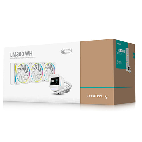 DEEPCOOL LM360 White 360mm ARGB Liquid Cooler with 2.4' IPS display For Intel LGA 1851/1700/1200/1151/1150/1155, AMD AM5/AM4