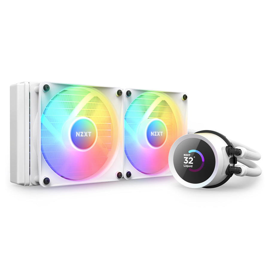 NZXT Kraken 240 RGB White 240mm All in one Water Cooling with 1.54 inch square LCD Display, F120 RGB Core Fans, for Intel Socket LGA 1851/ 1700 / 1200 / 115X, AMD AM5 / AM4 / sTRX4* / TR4* (*Threadripper bracket not included)