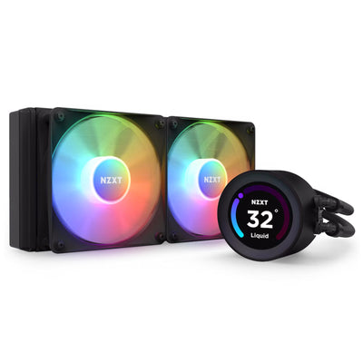 NZXT Kraken ELITE 240 RGB Black 240mm AiO Water Cooling with 2.36 inch diameter LCD Display, F120 RGB Core Fans, for Intel Socket LGA 1851/ 1700 / 1200 / 115X, AMD AM5 / AM4 / sTRX4* / TR4* (*Threadripper bracket not included)