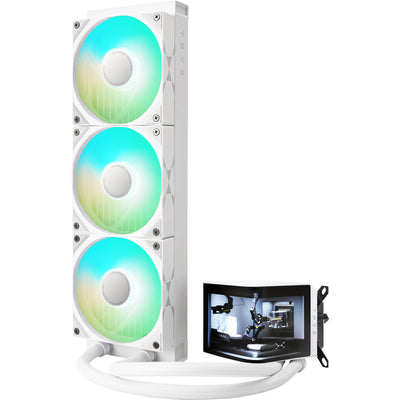 TRYX Panorama 360mm White ARGB 360mm Water Cooling With 6.5 inch L-Shaped AMOLED Screen With 2K Resolution,Support Intel LGA 1851/ 1700 / 115X, AMD AM5 / AM4
