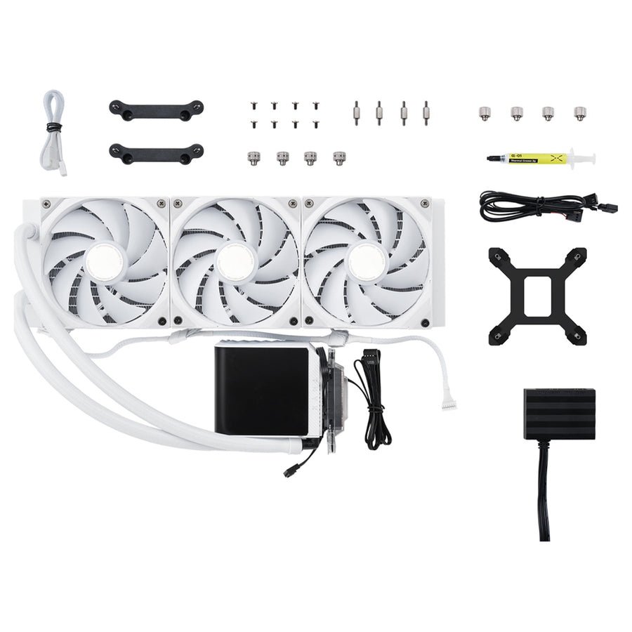 TRYX Panorama 360mm White ARGB 360mm Water Cooling With 6.5 inch L-Shaped AMOLED Screen With 2K Resolution,Support Intel LGA 1851/ 1700 / 115X, AMD AM5 / AM4