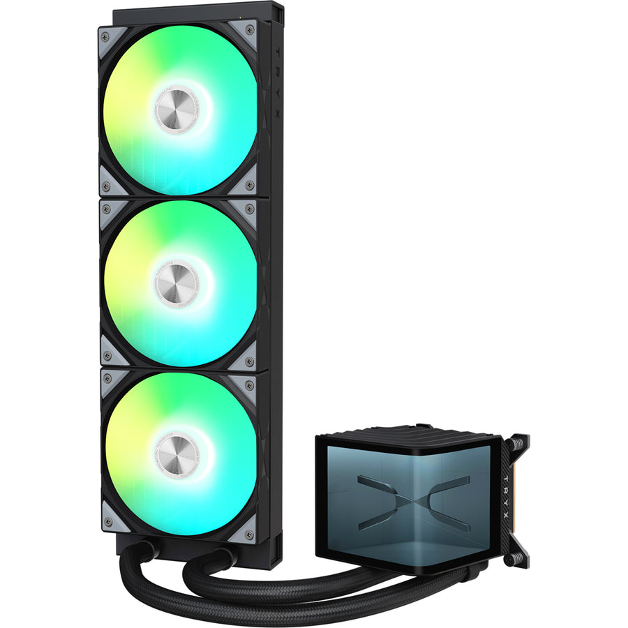 TRYX Panorama 360mm Black ARGB 360mm AiO Water Cooling With 6.5 inch L-Shaped AMOLED Screen With 2K Resolution,Support Intel LGA 1851/ 1700 / 115X, AMD AM5 / AM4