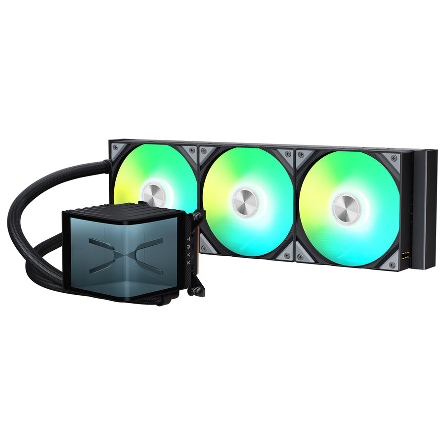 TRYX Panorama 360mm Black ARGB 360mm AiO Water Cooling With 6.5 inch L-Shaped AMOLED Screen With 2K Resolution,Support Intel LGA 1851/ 1700 / 115X, AMD AM5 / AM4