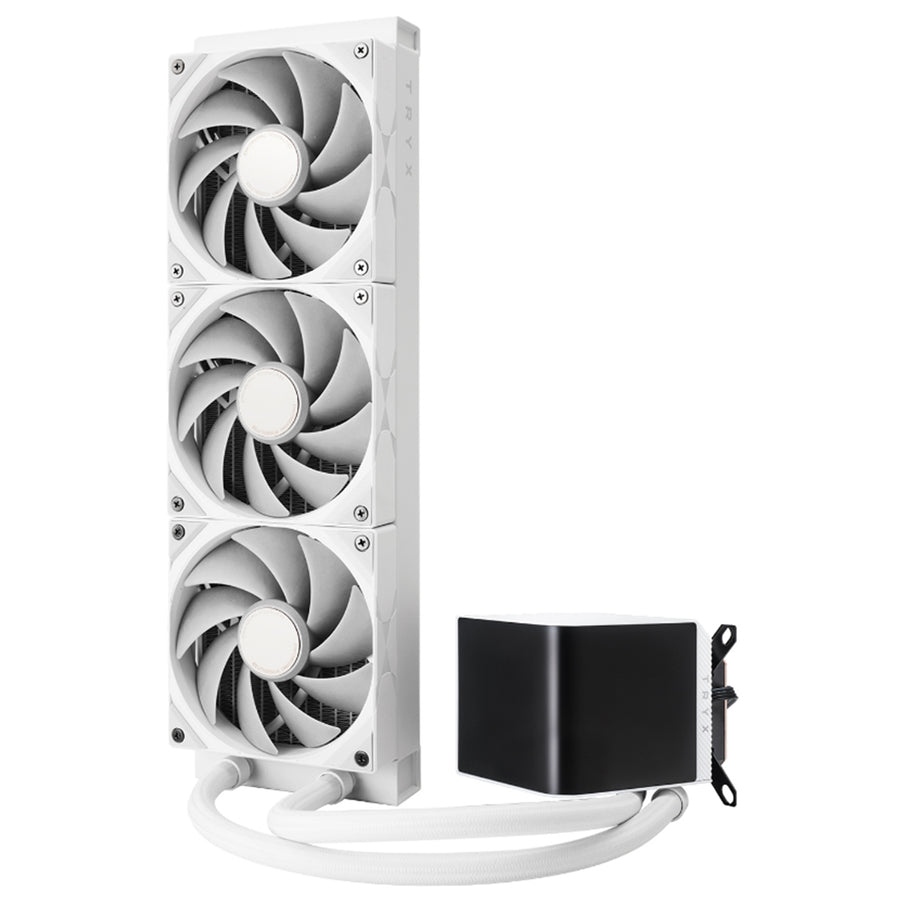 TRYX Panorama 360mm White 360mm AiO Water Cooling With 6.5 inch L-Shaped AMOLED Screen With 2K Resolution Support Intel LGA 1851/ 1700 / 115X, AMD AM5 / AM4