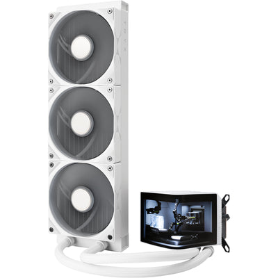 TRYX Panorama 360mm White 360mm AiO Water Cooling With 6.5 inch L-Shaped AMOLED Screen With 2K Resolution Support Intel LGA 1851/ 1700 / 115X, AMD AM5 / AM4