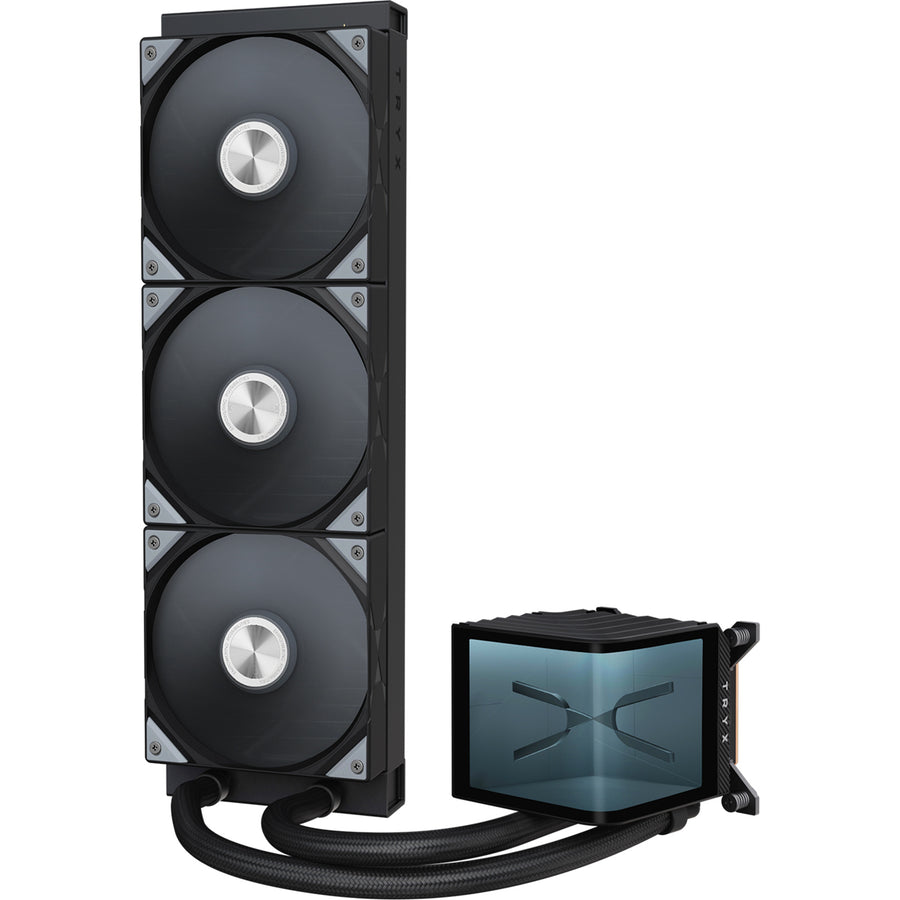TRYX Panorama 360mm Black 360mm AiO Water Cooling With 6.5 inch L-Shaped AMOLED Screen With 2K Resolution Support Intel LGA 1851/ 1700 / 115X, AMD AM5 / AM4
