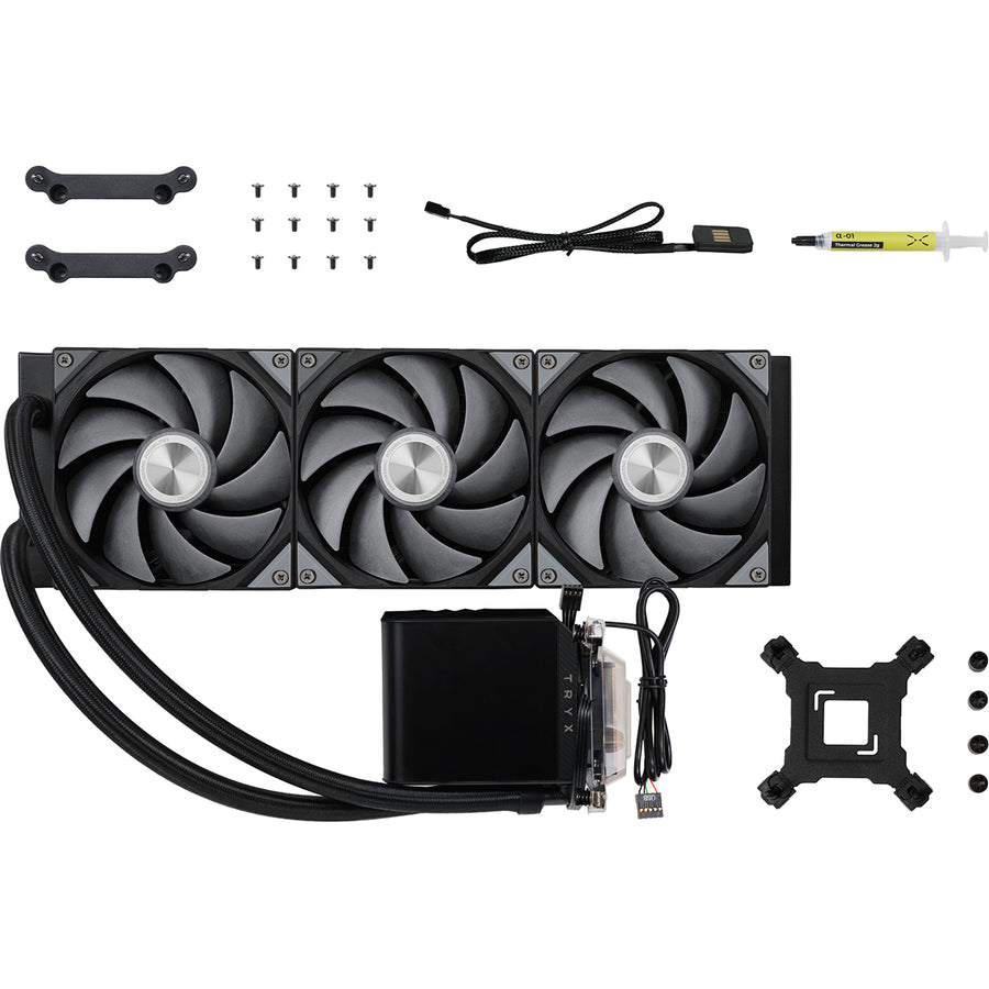 TRYX Panorama 360mm Black 360mm AiO Water Cooling With 6.5 inch L-Shaped AMOLED Screen With 2K Resolution Support Intel LGA 1851/ 1700 / 115X, AMD AM5 / AM4