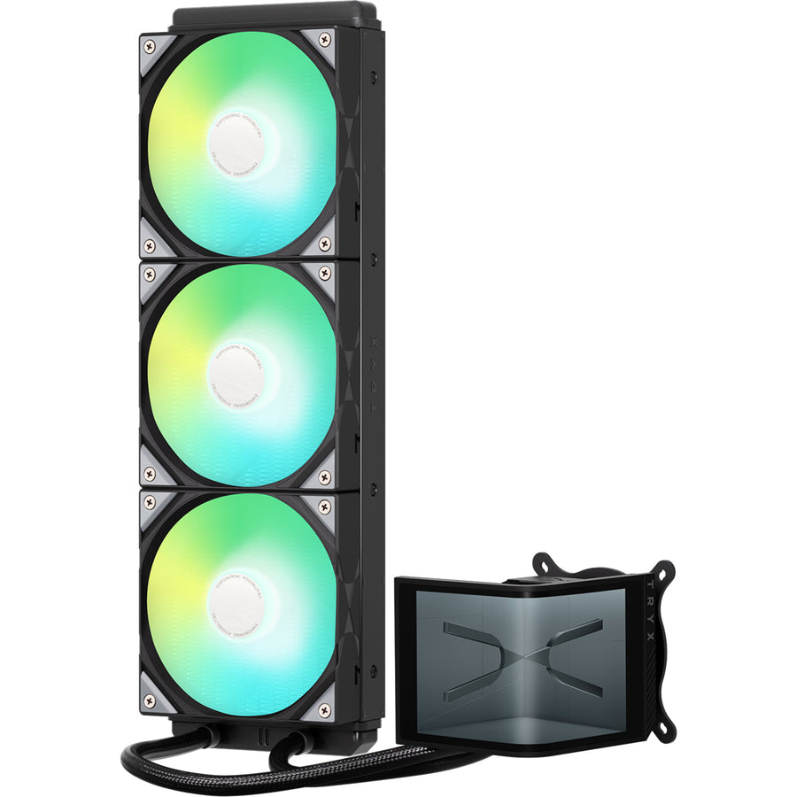 TRYX Panorama SE 360mm Black ARGB 360mm AiO Water Cooling With 6.5 inch L-Shaped AMOLED Screen With 2K Resolution,Support Intel LGA 1851/ 1700 / 115X, AMD AM5 / AM4