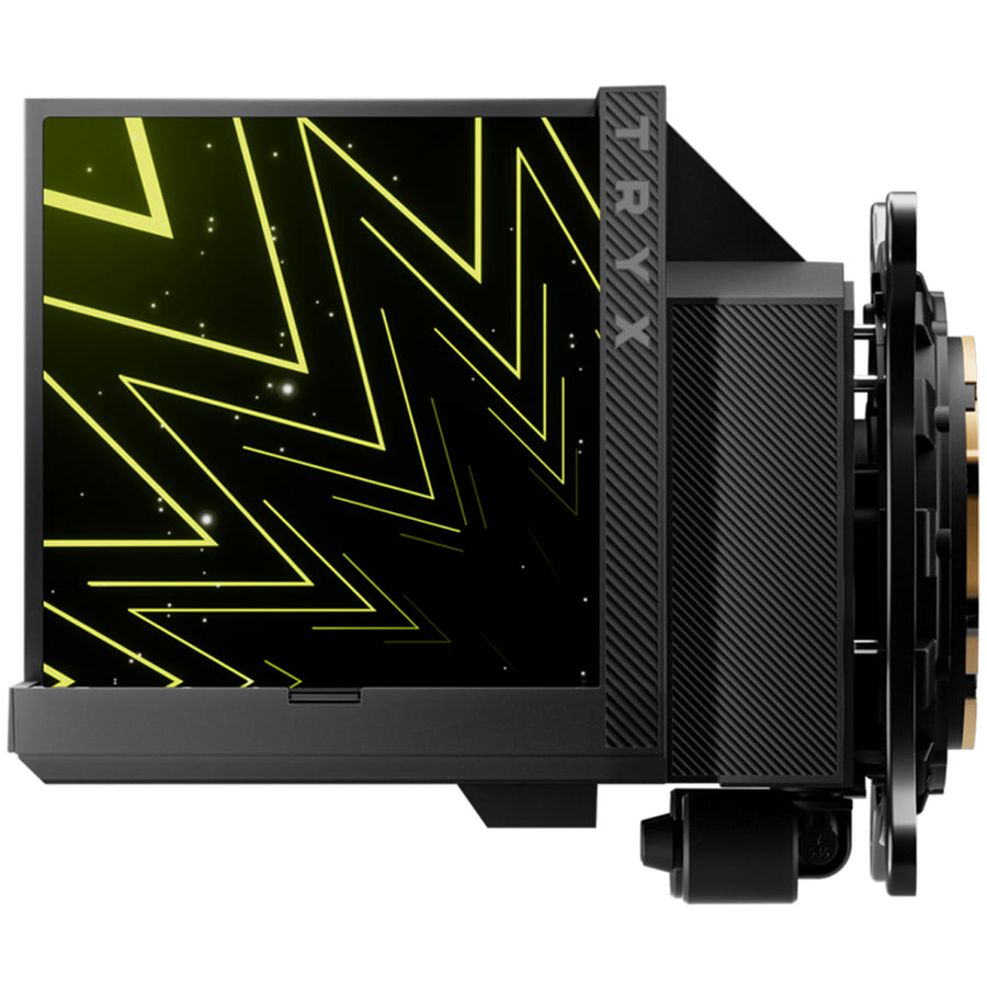 TRYX STAGE ARGB 360mm Black ARGB 360mm AiO Water Cooling With Dual-Screen angled at 90 degree, Support Intel LGA 1851/ 1700 / 115X, AMD AM5 / AM4