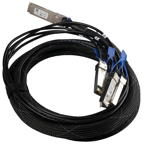 MikroTik XQ+BC0003-XS+ - XQ+BC0003-XS+, QSFP28 to 4x SFP28 break-out cable. Allows connecting multiple 25 Gigabit devices to your CCR2216/CRS504 devices.