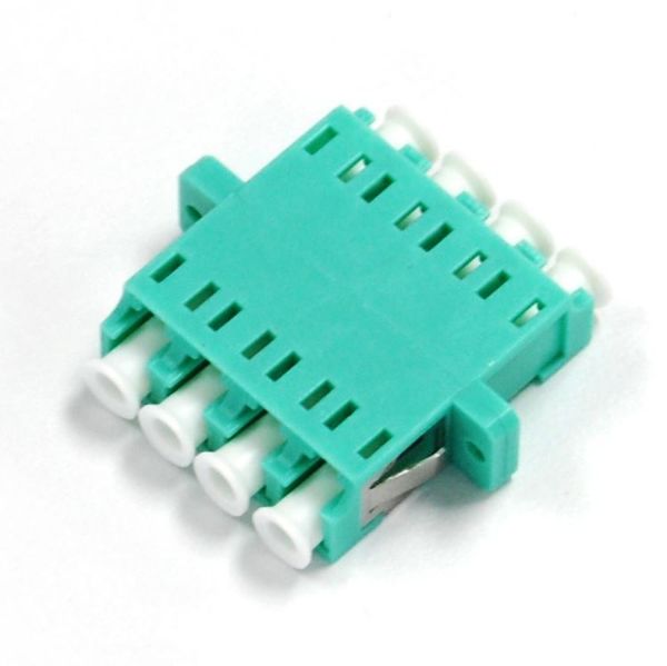 DYNAMIX A-FIBLCLC-QAQ - Fibre LC/LC Quad Multi-mode Joiner Zirconia Ceramic Sleeve Aqua