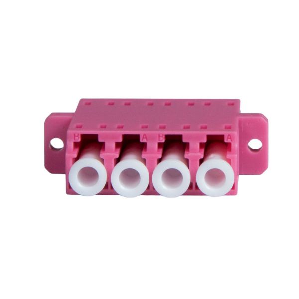 DYNAMIX A-FIBLCLC-QPN - Fibre LC/LC Quad Multi-mode Joiner Zirconia Ceramic Sleeve Raspberry Pink