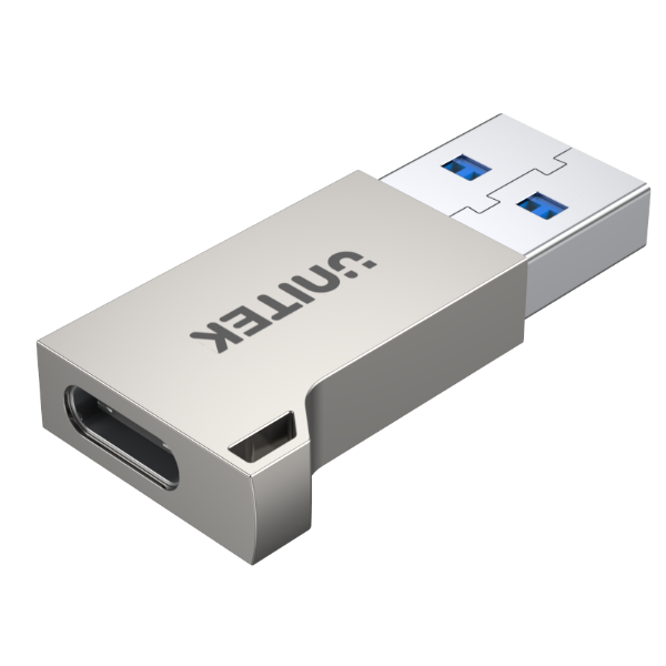 UNITEK A1034NI - USB-A Male to USB-C Female Ultra-Tiny Adaptor w/ Easy Grip Design. Superspeed