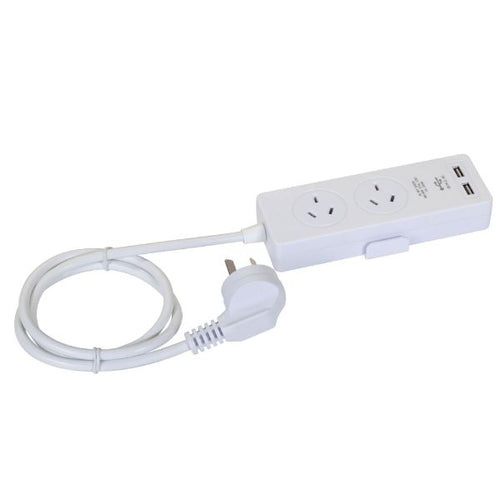 A12U - DYNAMIX A12U - 2-way Powerboard w/ 2x USB 2.4A Rapid Charging Ports. Built-in Phone or Tablet